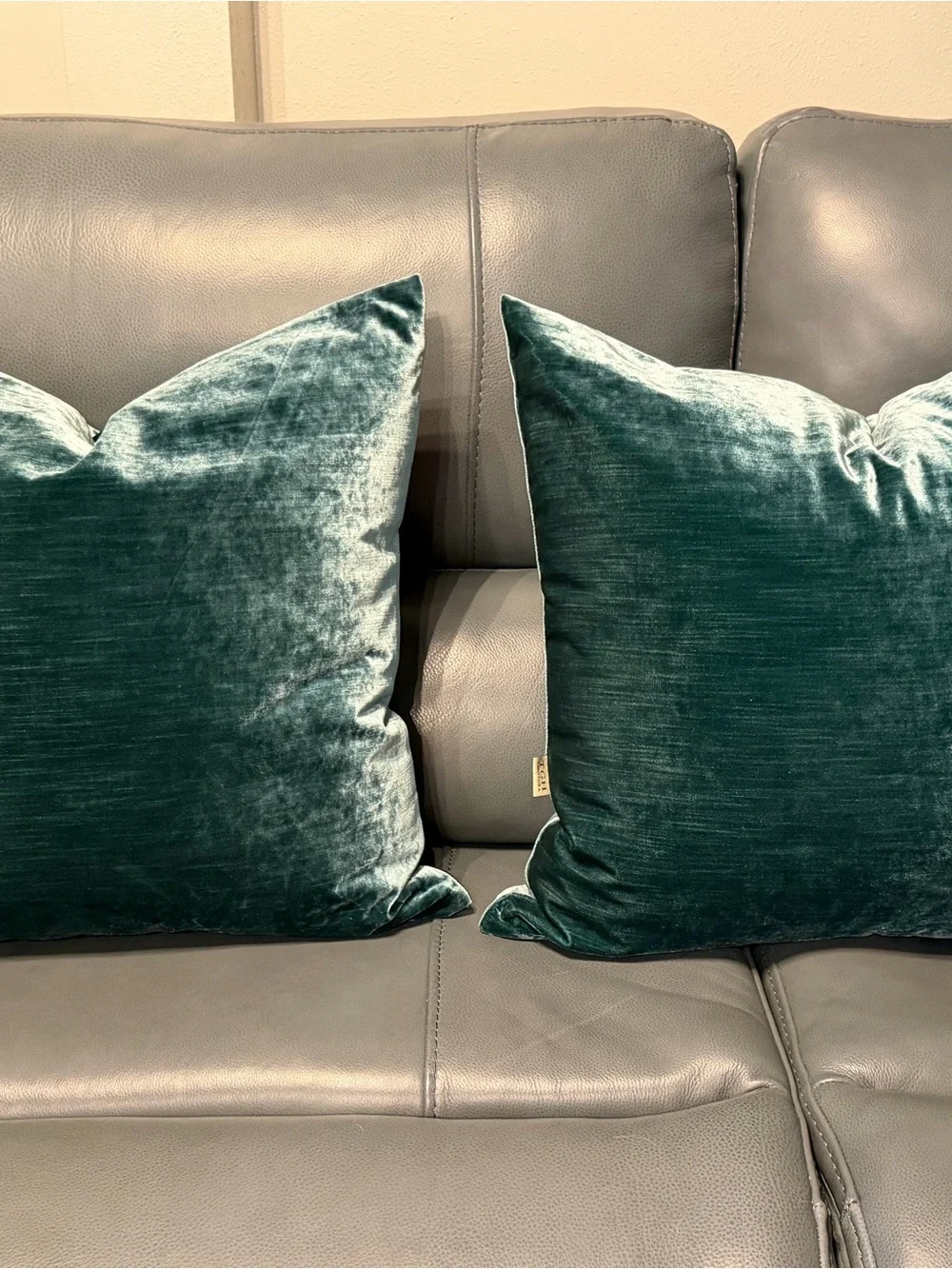 TGH Tessitura Italy Emerald Velvet Throw Pillows 24” Set of 2 Designer